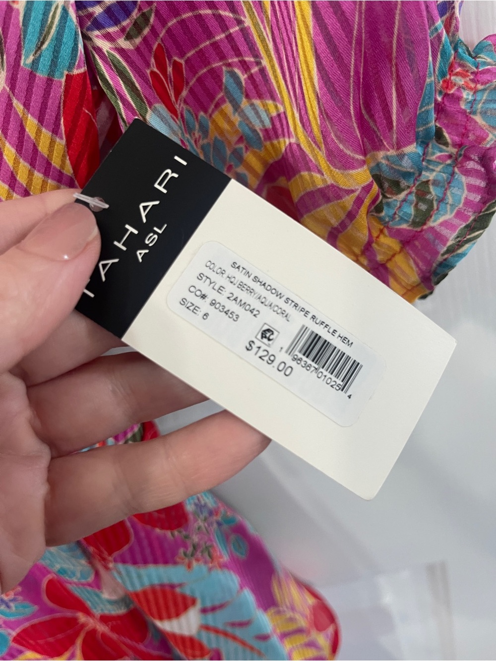 Tahari ASL Size 6 Tiered Tropical Dress Hot Pink Fuchsia Resortwear NWT - Picture 10 of 10